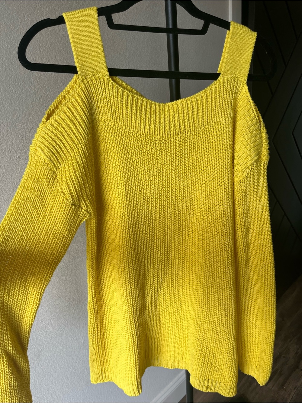 Soft Surroundings Yellow Cold-Shoulder Knit Sweater